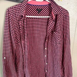 Talbots Pink and Black Gingham Blouse